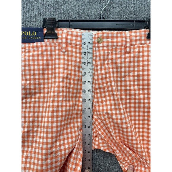 Ralph Lauren Polo Shorts Men’s 34 Orange Gingham Check Cotton Chino Golf NEW - Picture 7 of 9